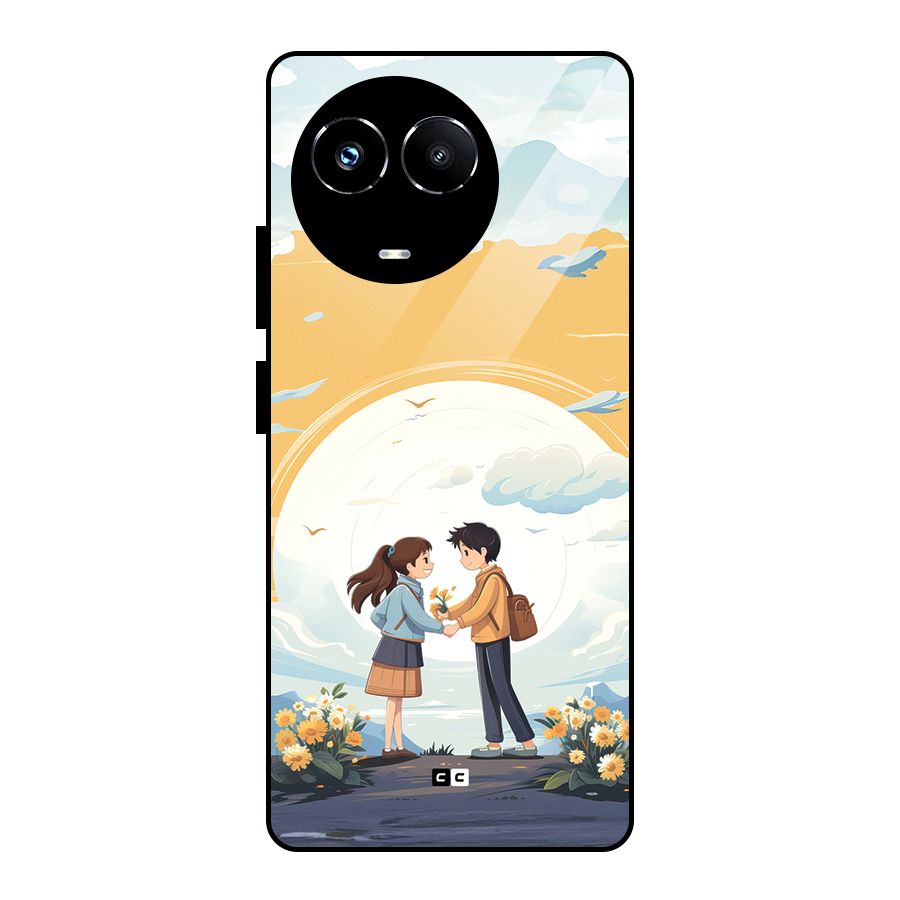 Teenage Anime Couple Glass Back Case for Realme 11X