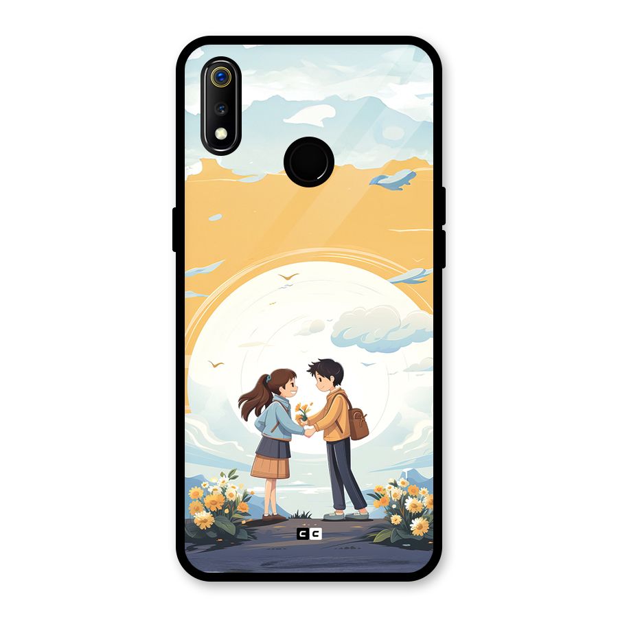 Teenage Anime Couple Glass Back Case for Realme 3i