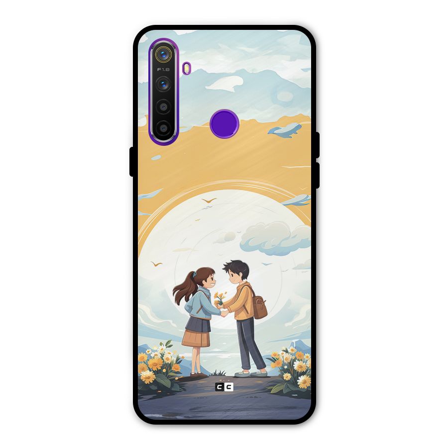 Teenage Anime Couple Glass Back Case for Realme 5s