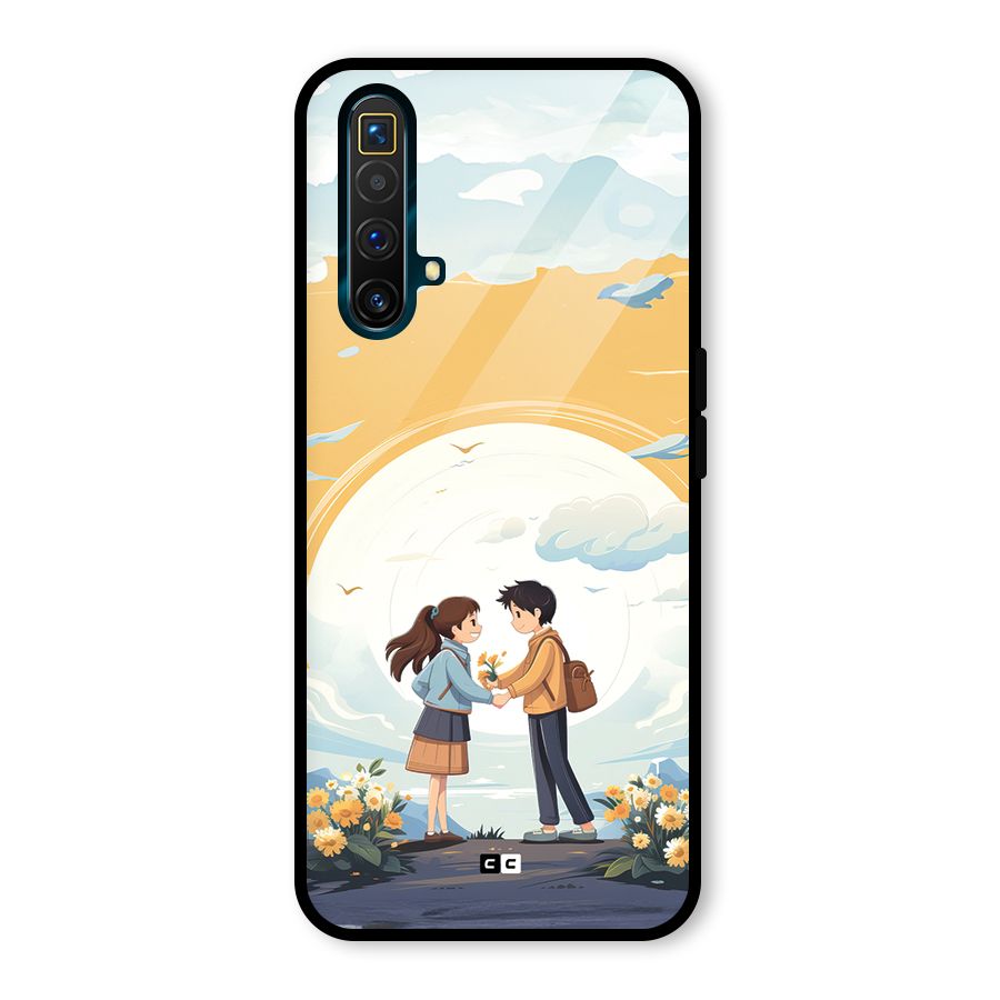 Teenage Anime Couple Glass Back Case for Realme X3