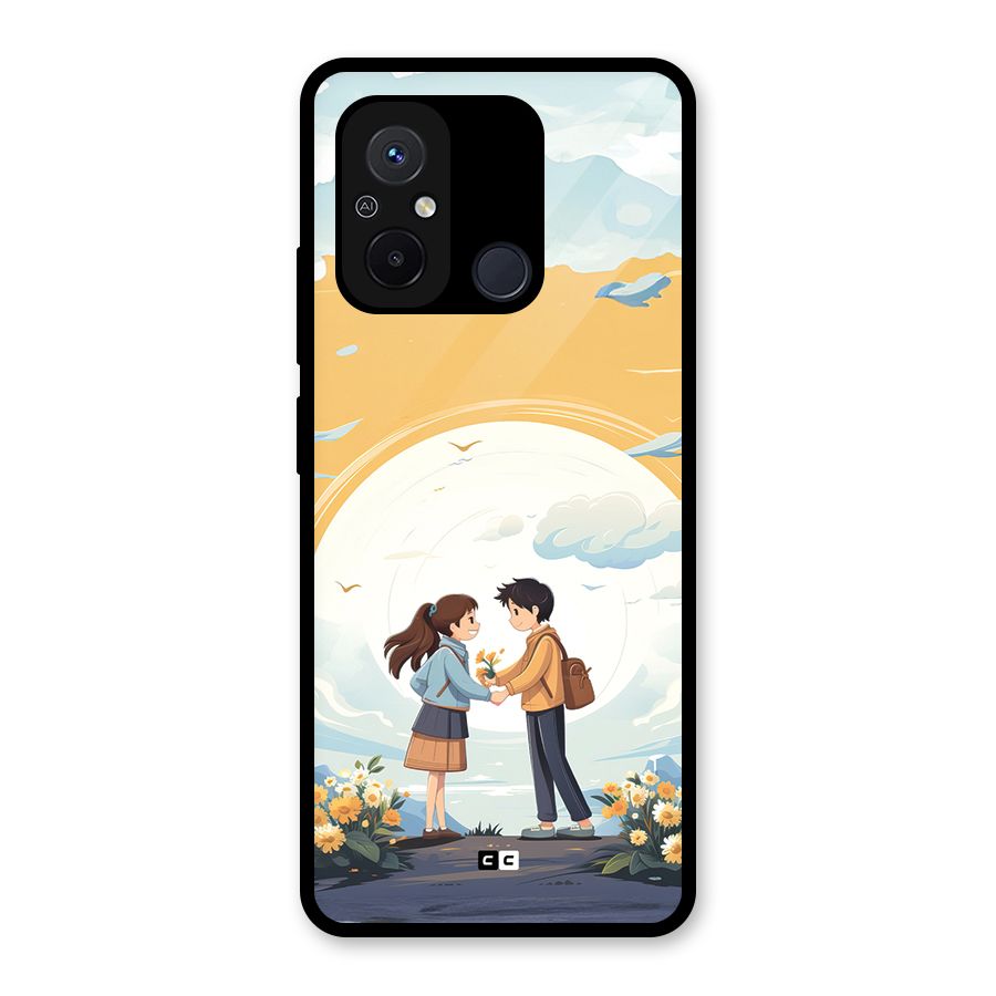 Teenage Anime Couple Glass Back Case for Redmi 12C