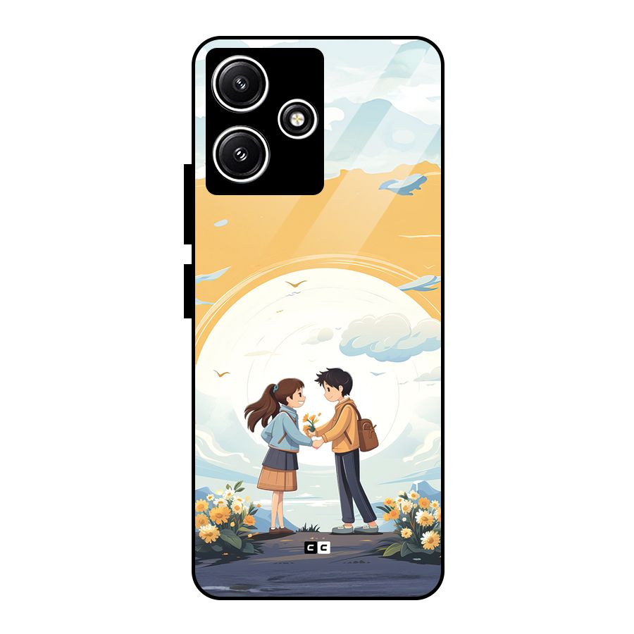 Teenage Anime Couple Glass Back Case for Redmi 12 5G