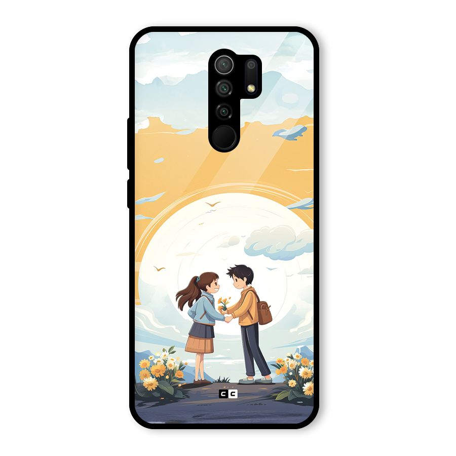 Teenage Anime Couple Glass Back Case for Redmi 9 Prime