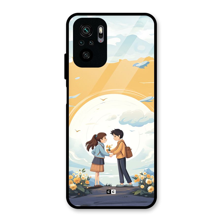 Teenage Anime Couple Glass Back Case for Redmi Note 11 SE