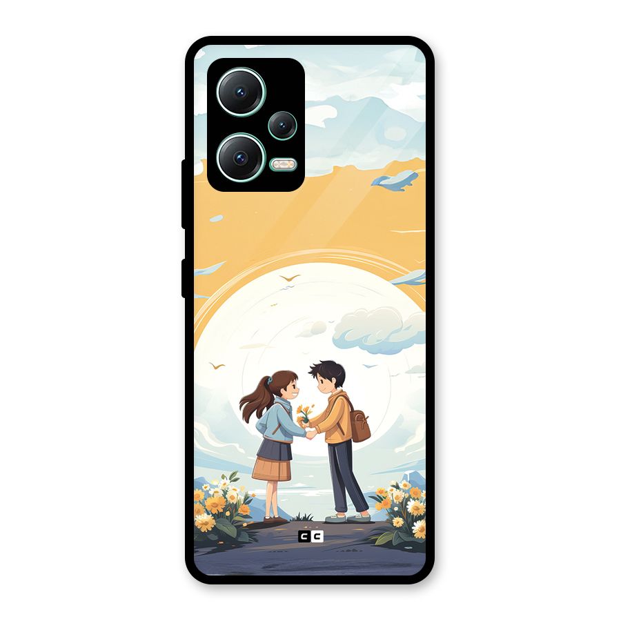 Teenage Anime Couple Glass Back Case for Redmi Note 12 5G