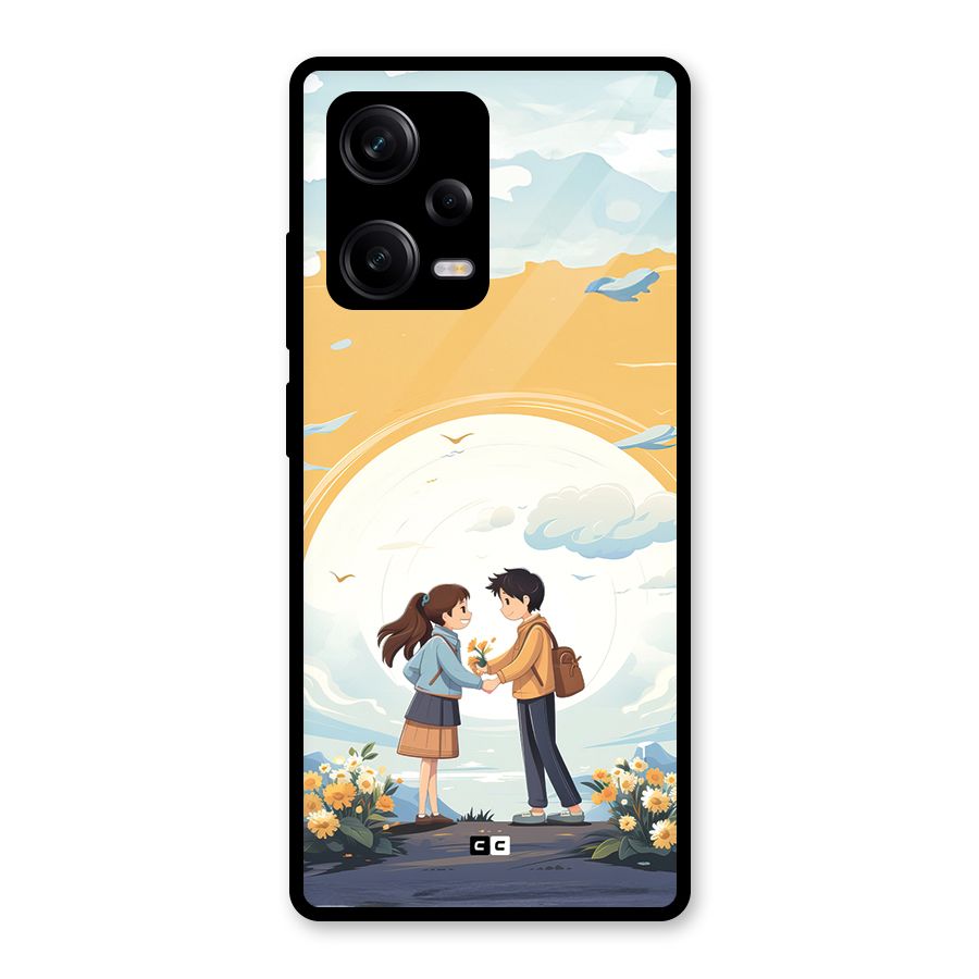 Teenage Anime Couple Glass Back Case for Redmi Note 12 Pro