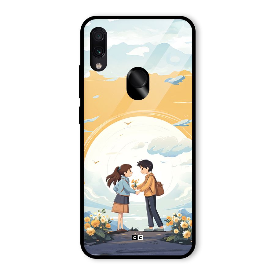 Teenage Anime Couple Glass Back Case for Redmi Note 7S