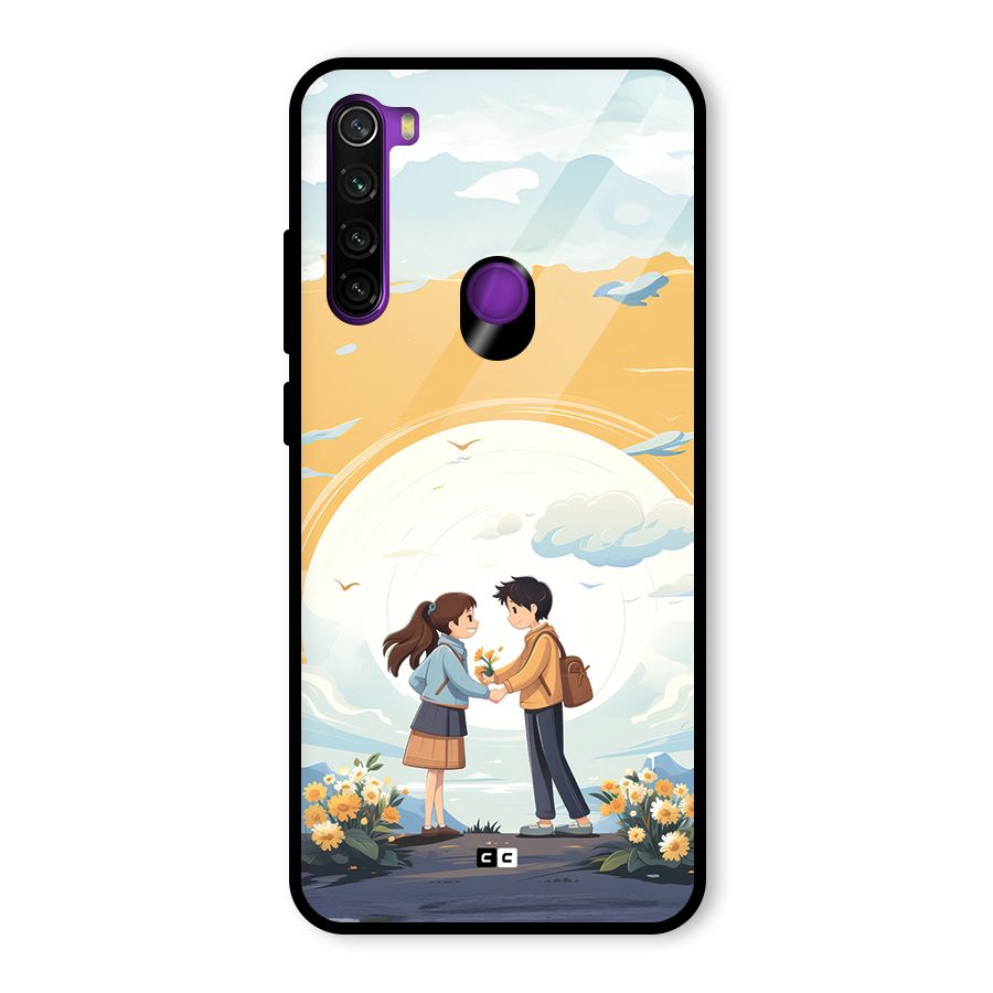 Teenage Anime Couple Glass Back Case for Redmi Note 8