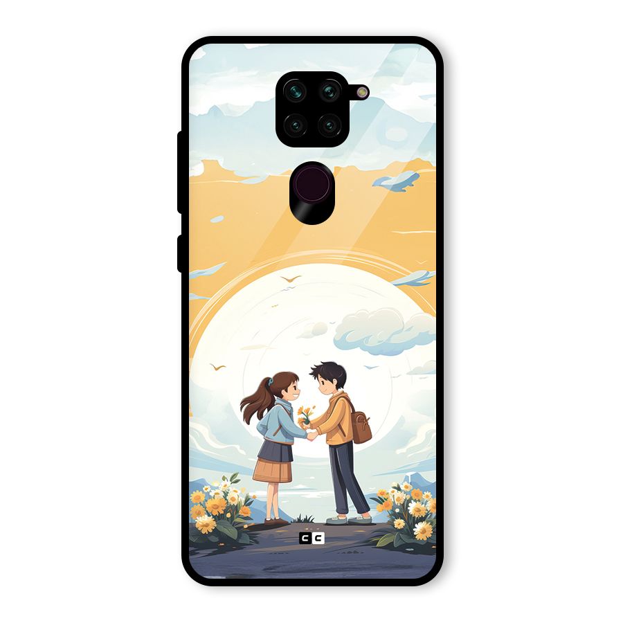 Teenage Anime Couple Glass Back Case for Redmi Note 9