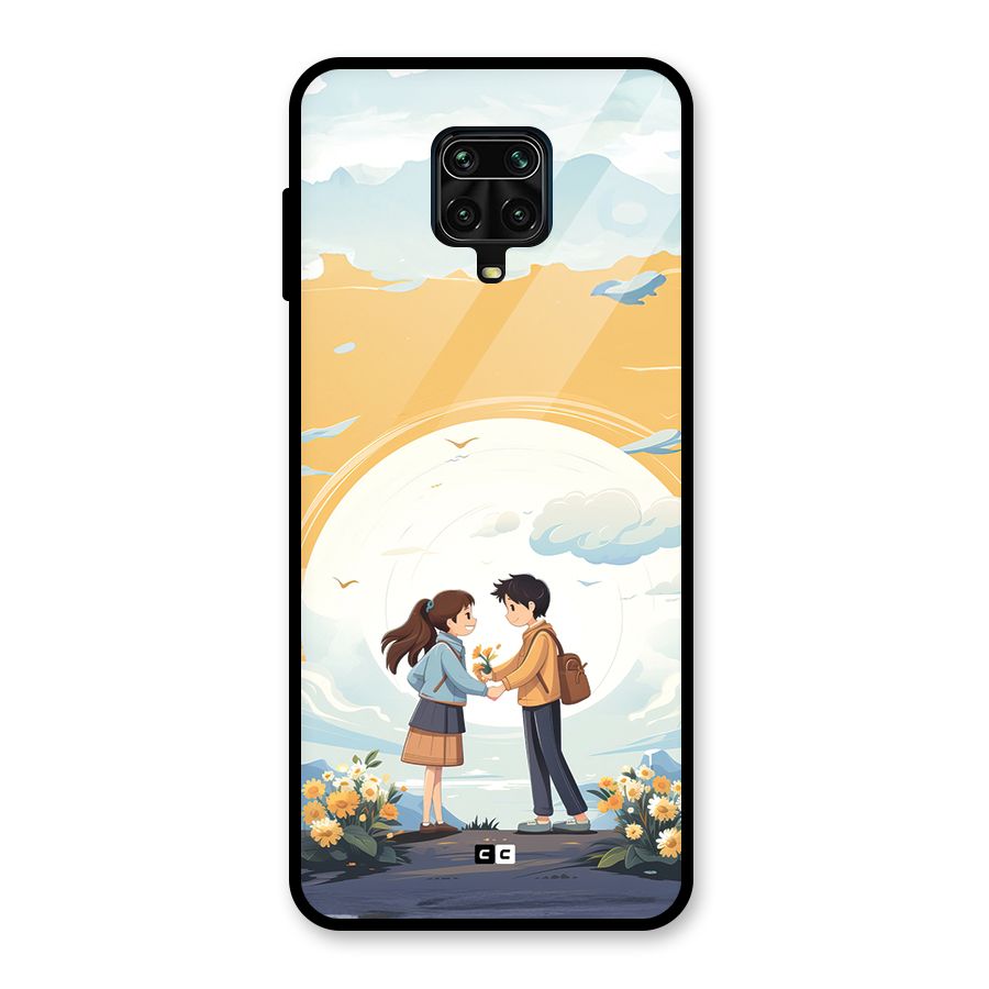 Teenage Anime Couple Glass Back Case for Redmi Note 9 Pro