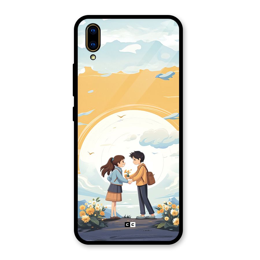 Teenage Anime Couple Glass Back Case for Vivo V11 Pro