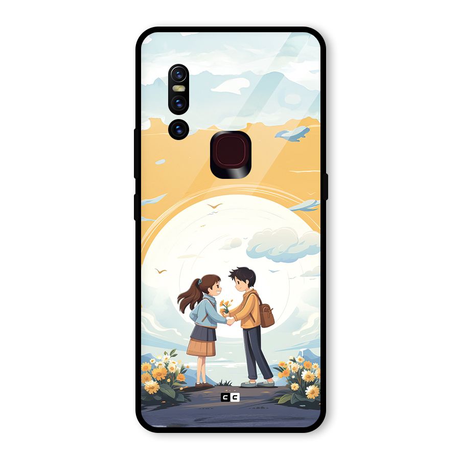 Teenage Anime Couple Glass Back Case for Vivo V15