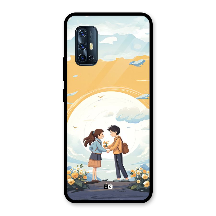 Teenage Anime Couple Glass Back Case for Vivo V17