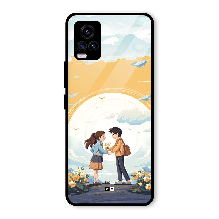 Teenage Anime Couple Glass Back Case for Vivo V20 2021