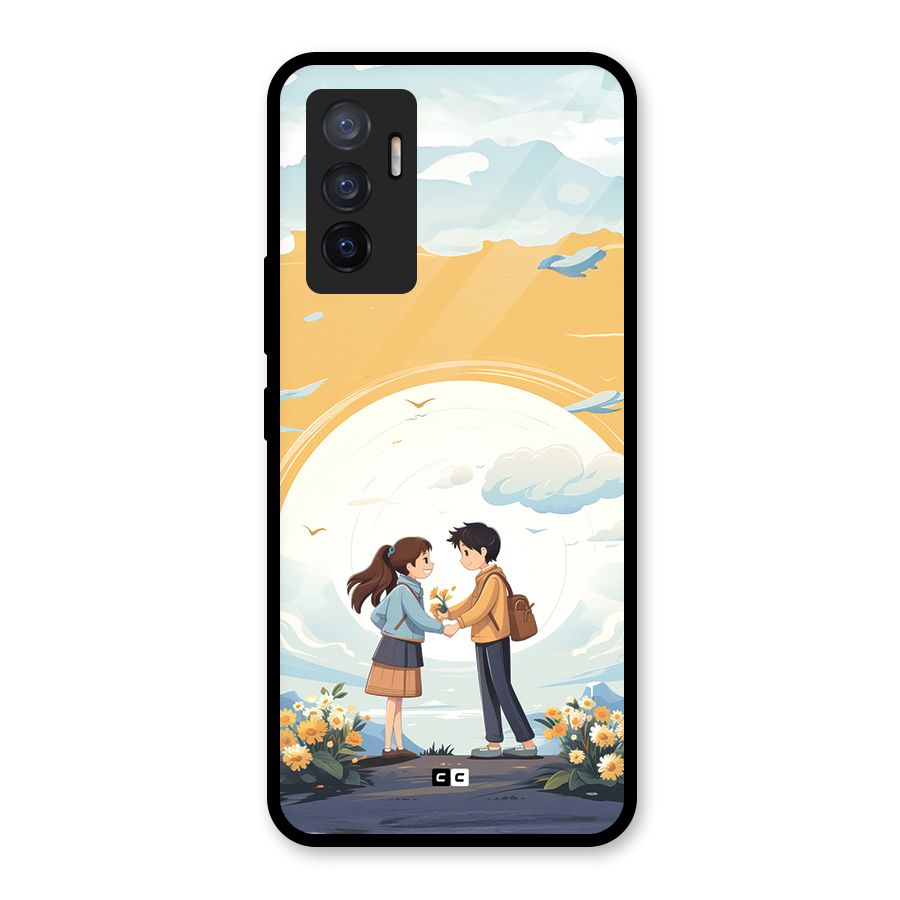 Teenage Anime Couple Glass Back Case for Vivo V23e