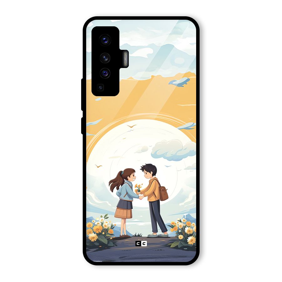 Teenage Anime Couple Glass Back Case for Vivo X50