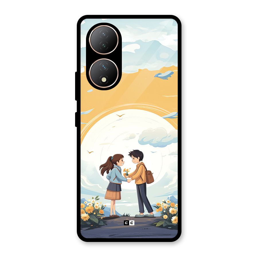 Teenage Anime Couple Glass Back Case for Vivo Y100A
