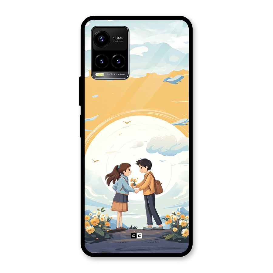 Teenage Anime Couple Glass Back Case for Vivo Y21 2021