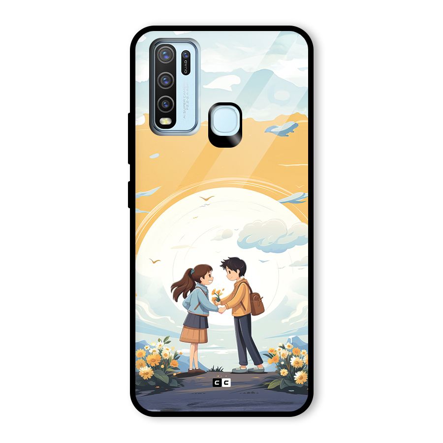 Teenage Anime Couple Glass Back Case for Vivo Y30