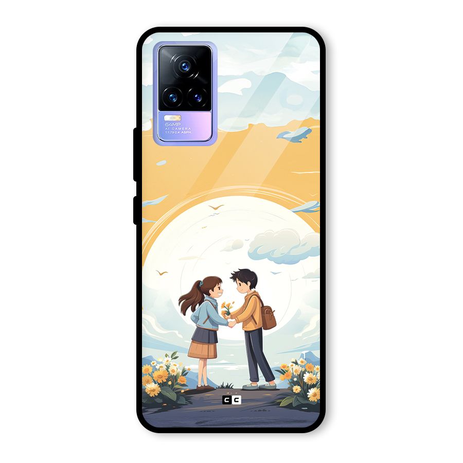 Teenage Anime Couple Glass Back Case for Vivo Y73
