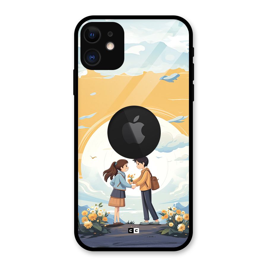 Teenage Anime Couple Glass Back Case for iPhone 11 Logo Cut