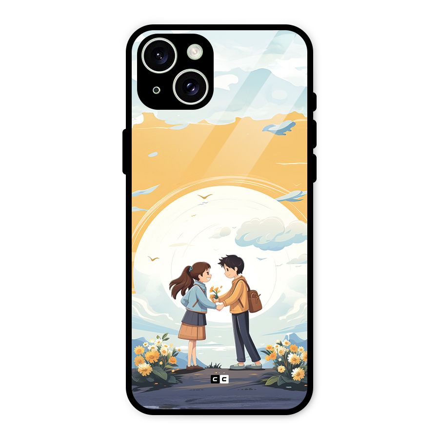 Teenage Anime Couple Glass Back Case for iPhone 15 Plus