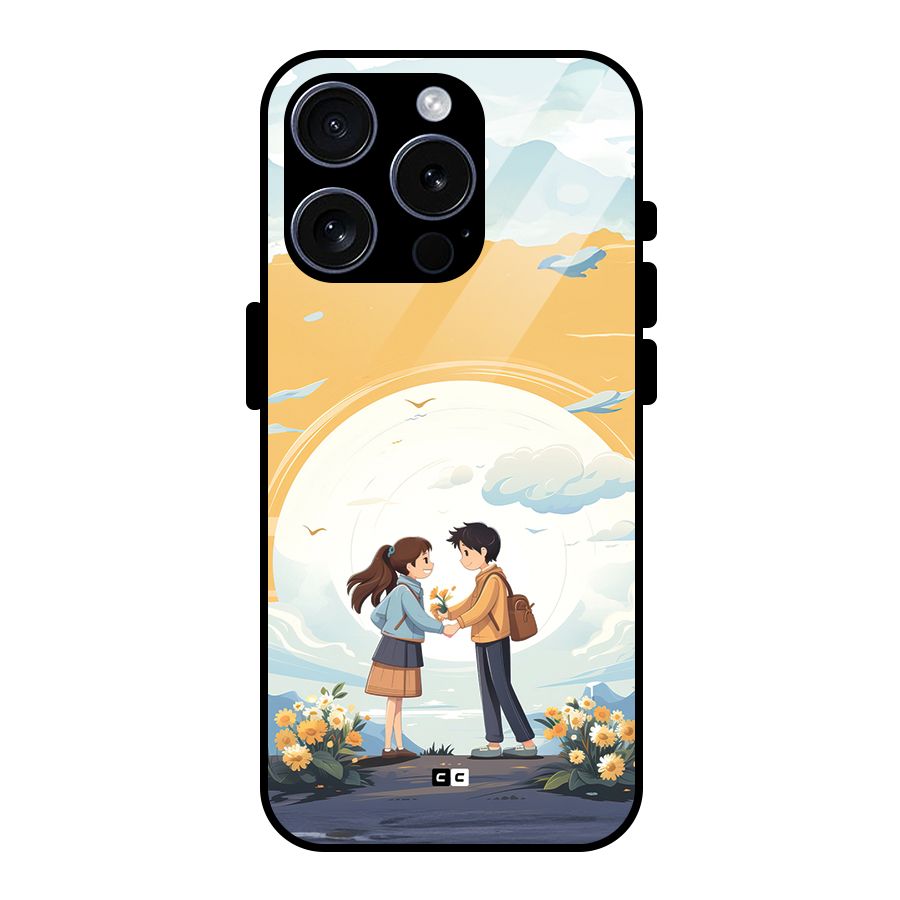 Teenage Anime Couple Glass Back Case for iPhone 15 Pro