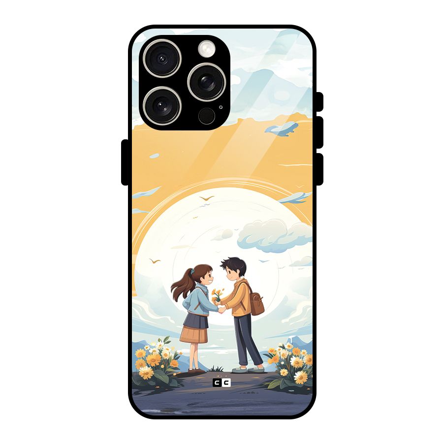 Teenage Anime Couple Glass Back Case for iPhone 15 Pro Max