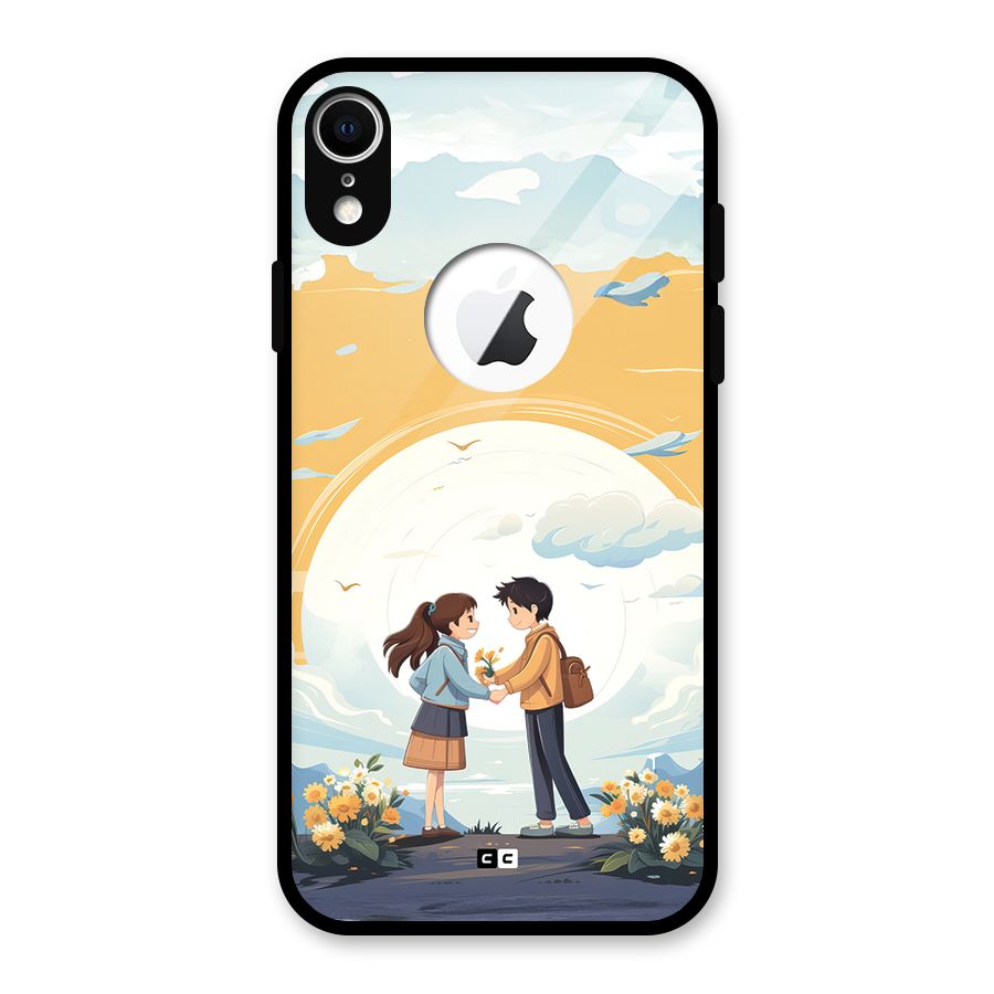 Teenage Anime Couple Glass Back Case for iPhone XR Logo Cut