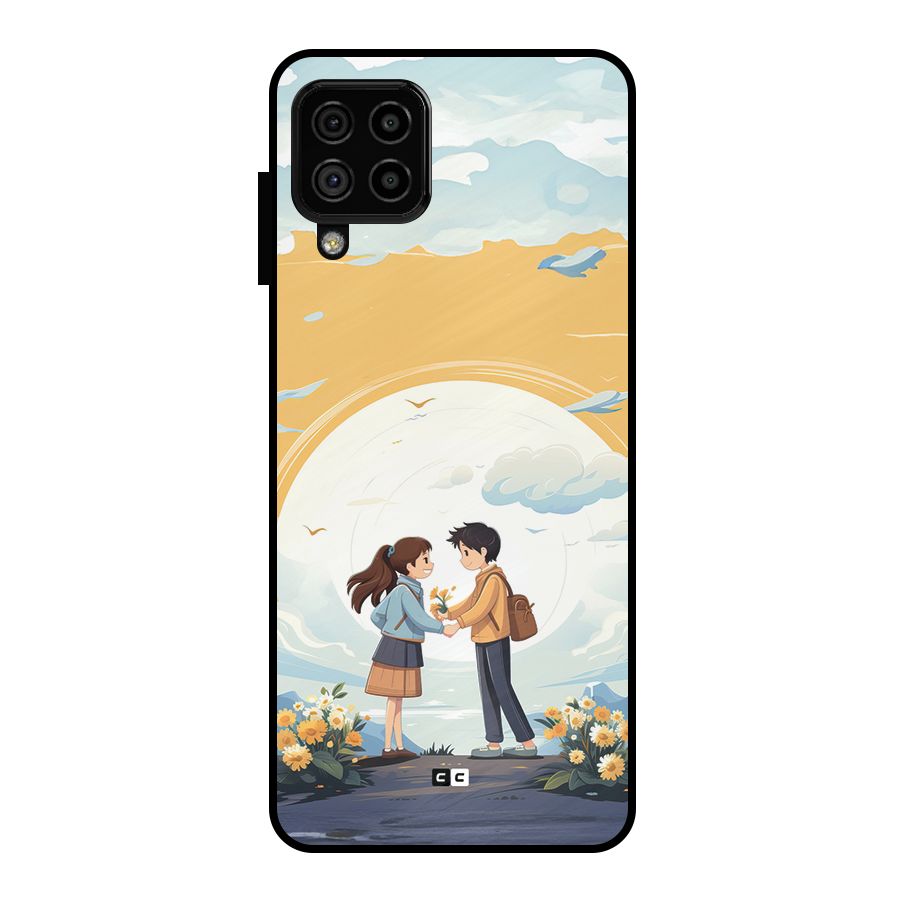 Teenage Anime Couple Metal Back Case for Galaxy A22 4G