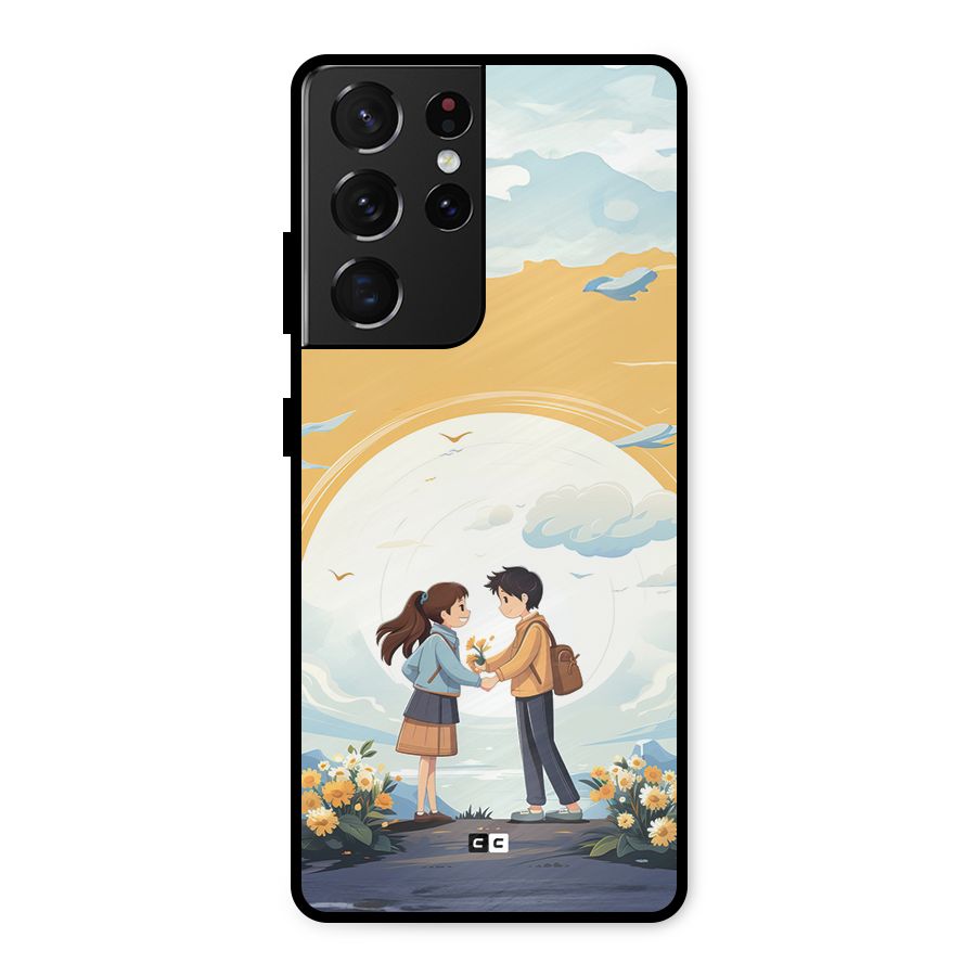 Teenage Anime Couple Metal Back Case for Galaxy S21 Ultra 5G
