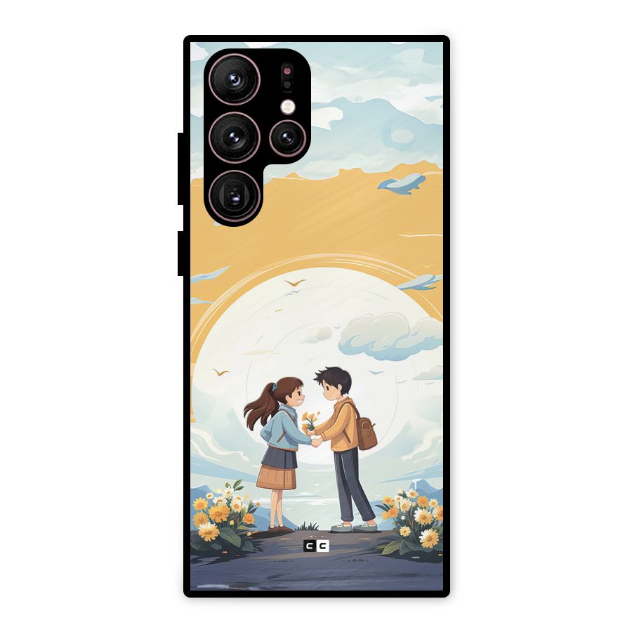 Teenage Anime Couple Metal Back Case for Galaxy S22 Ultra 5G