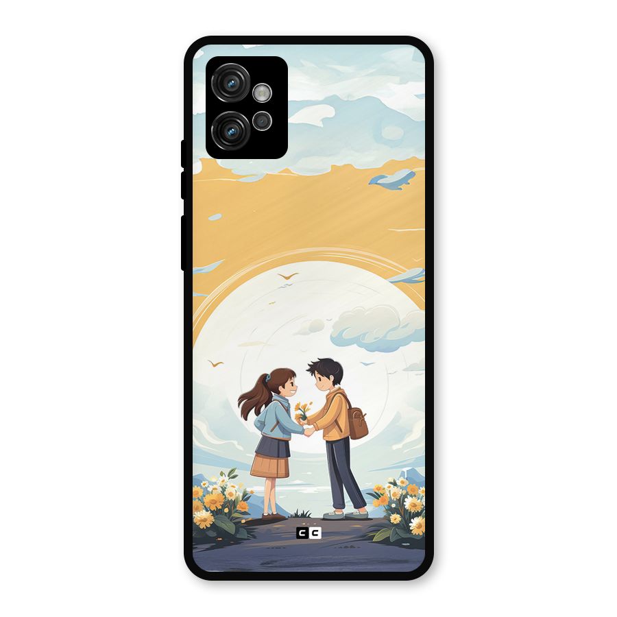 Teenage Anime Couple Metal Back Case for Moto G32