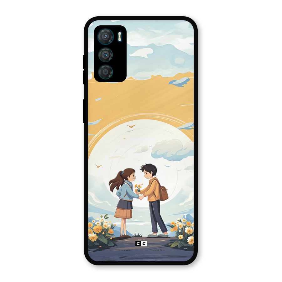 Teenage Anime Couple Metal Back Case for Moto G42
