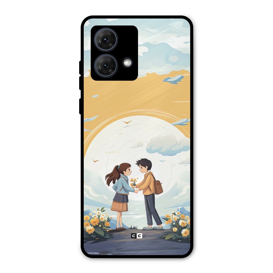 Teenage Anime Couple Metal Back Case for Moto G84