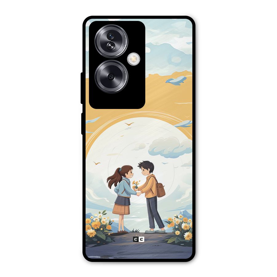 Teenage Anime Couple Metal Back Case for Oppo A79 5G