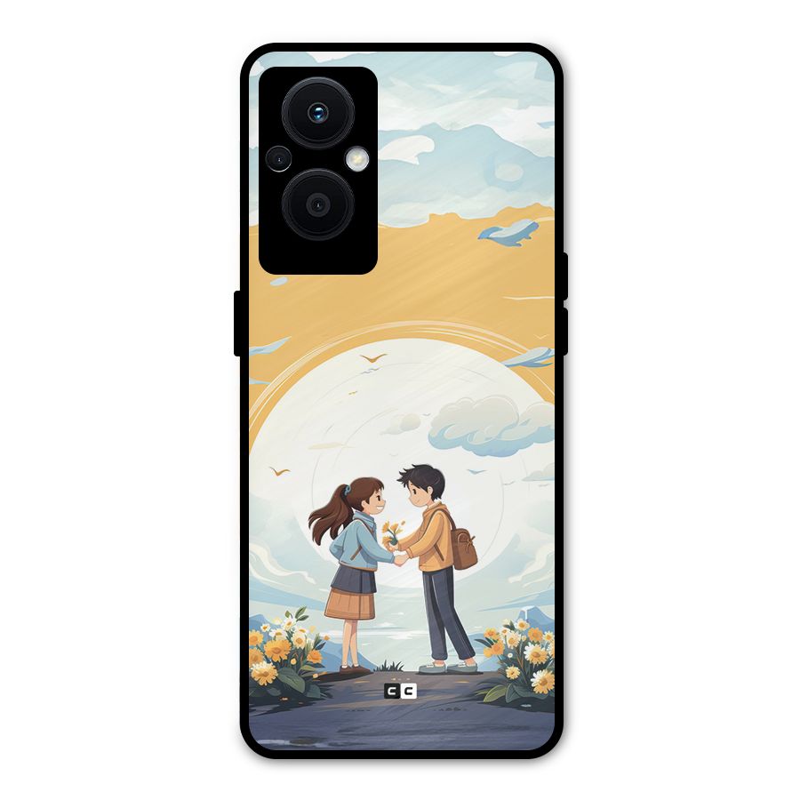 Teenage Anime Couple Metal Back Case for Oppo F21 Pro 5G