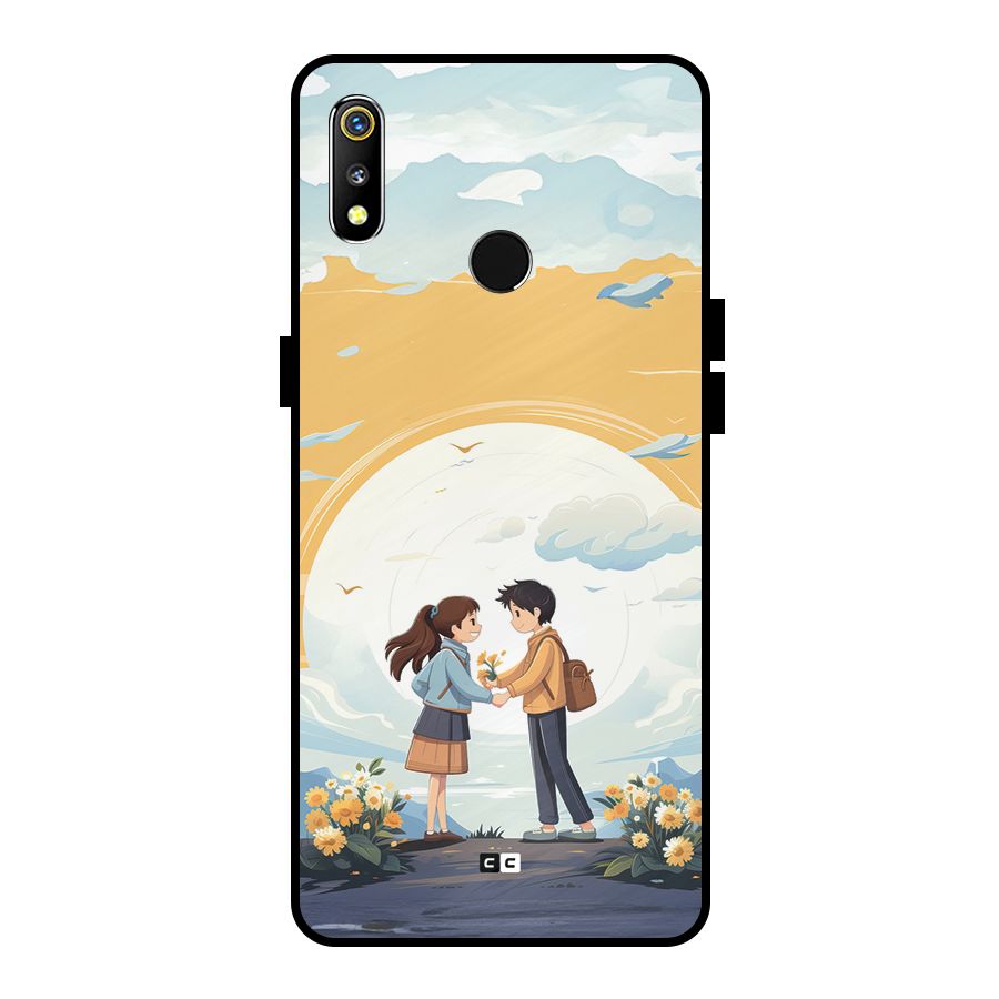 Teenage Anime Couple Metal Back Case for Realme 3i