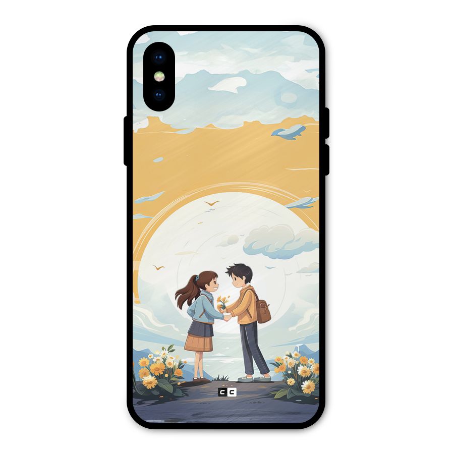 Teenage Anime Couple Metal Back Case for iPhone X