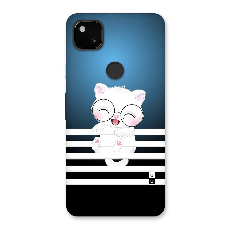 The Cat on Stripes Glass Back Case for Google Pixel 4a