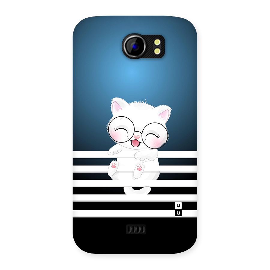 The Cat on Stripes Back Case for Micromax Canvas 2 A110