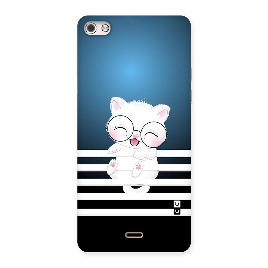 The Cat on Stripes Back Case for Micromax Canvas Silver 5