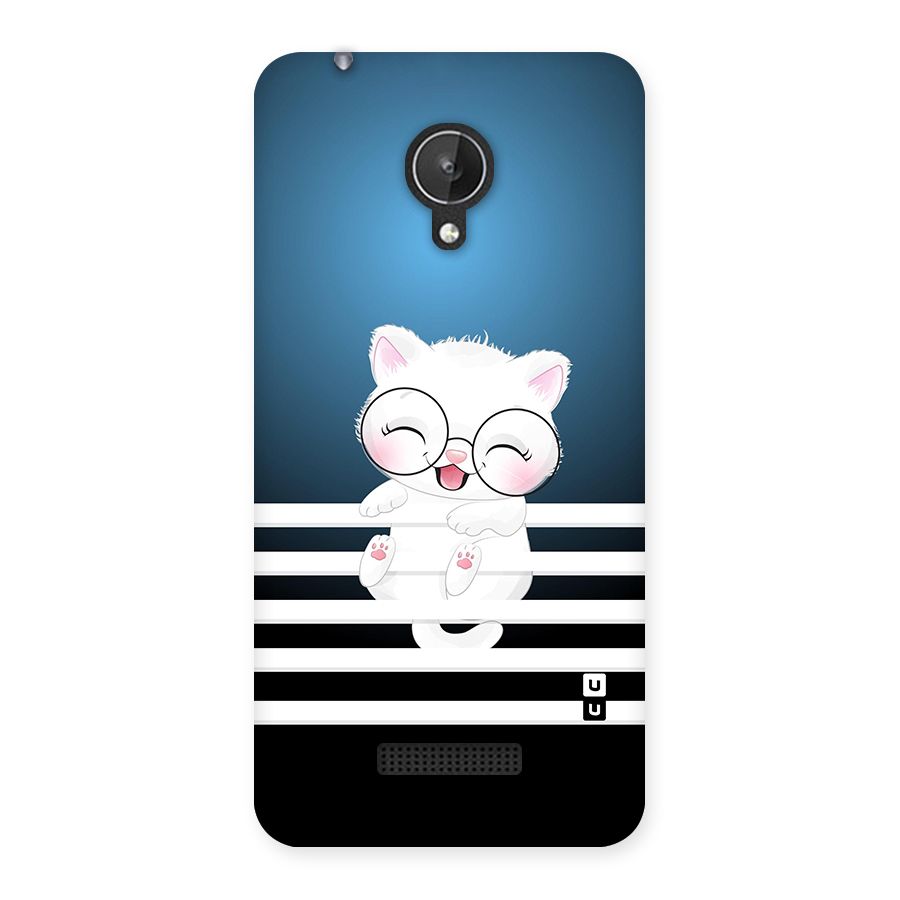 The Cat on Stripes Back Case for Micromax Canvas Spark Q380