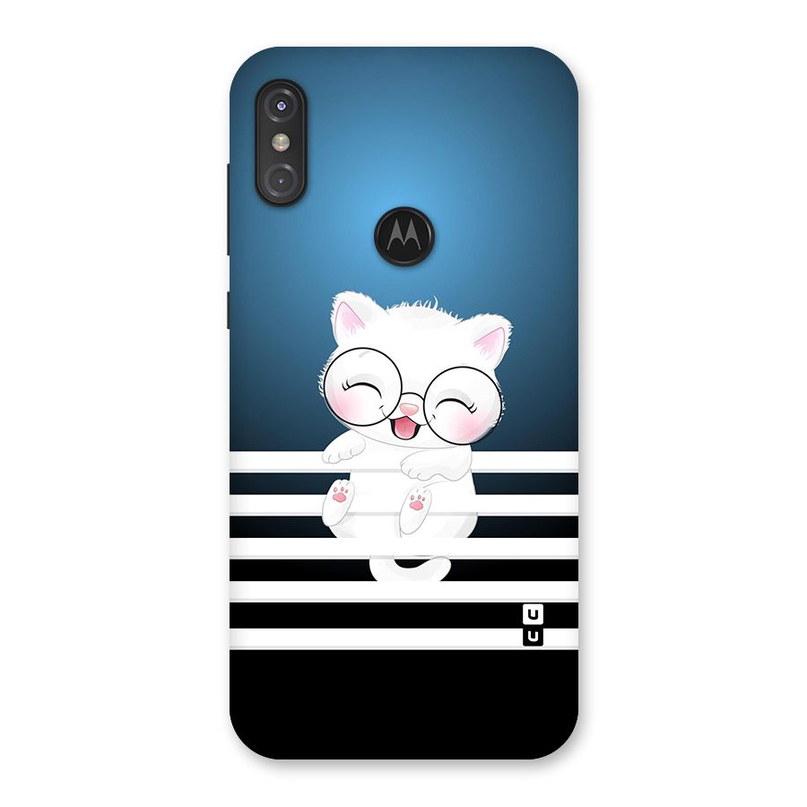 The Cat on Stripes Back Case for Motorola One Power