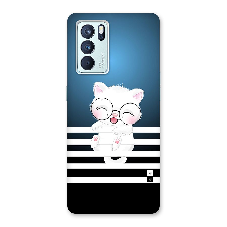 The Cat on Stripes Glass Back Case for Oppo Reno6 Pro 5G