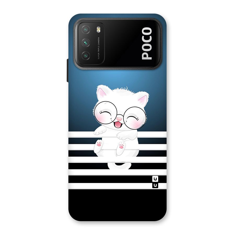 The Cat on Stripes Back Case for Poco M3