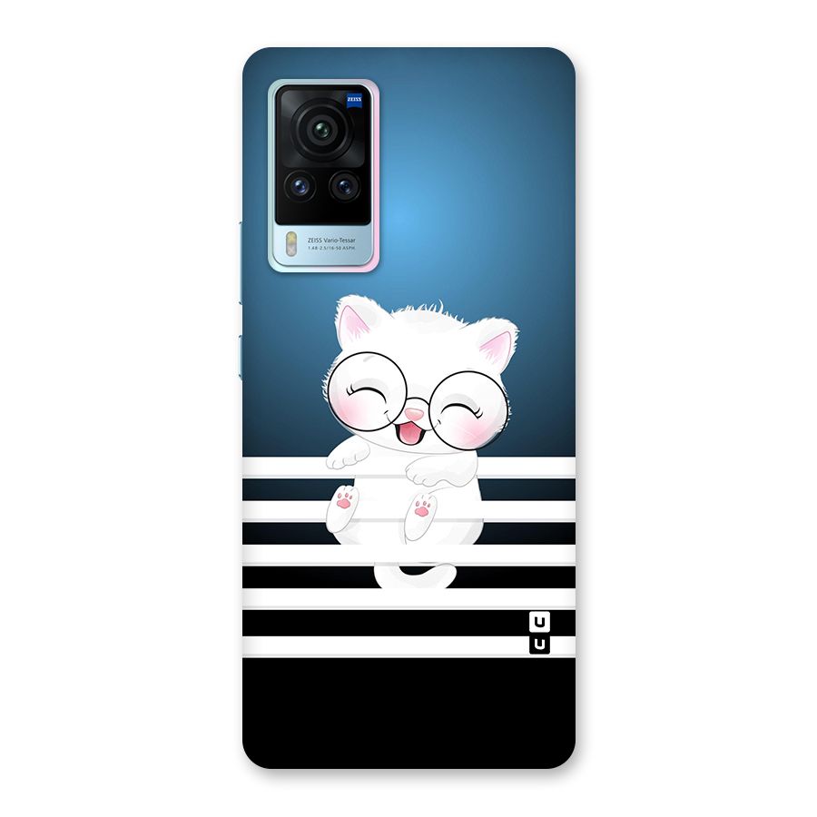 The Cat on Stripes Glass Back Case for Vivo X60 Pro
