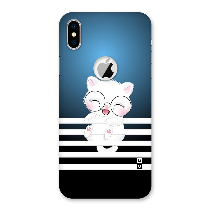 The Cat on Stripes Back Case for iPhone X Logo Cut