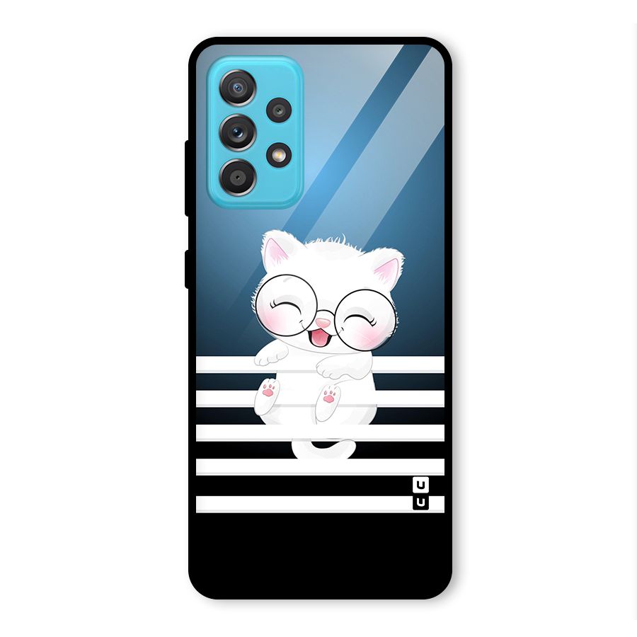 The Cat on Stripes Glass Back Case for Galaxy A52
