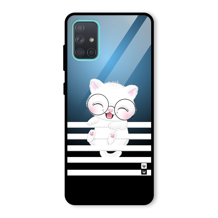 The Cat on Stripes Glass Back Case for Galaxy A71